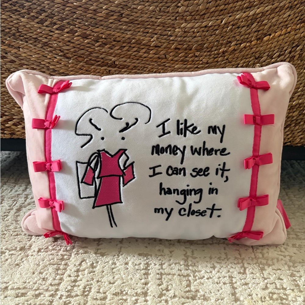 Pink Accent Throw Pillow with Fashion Quote